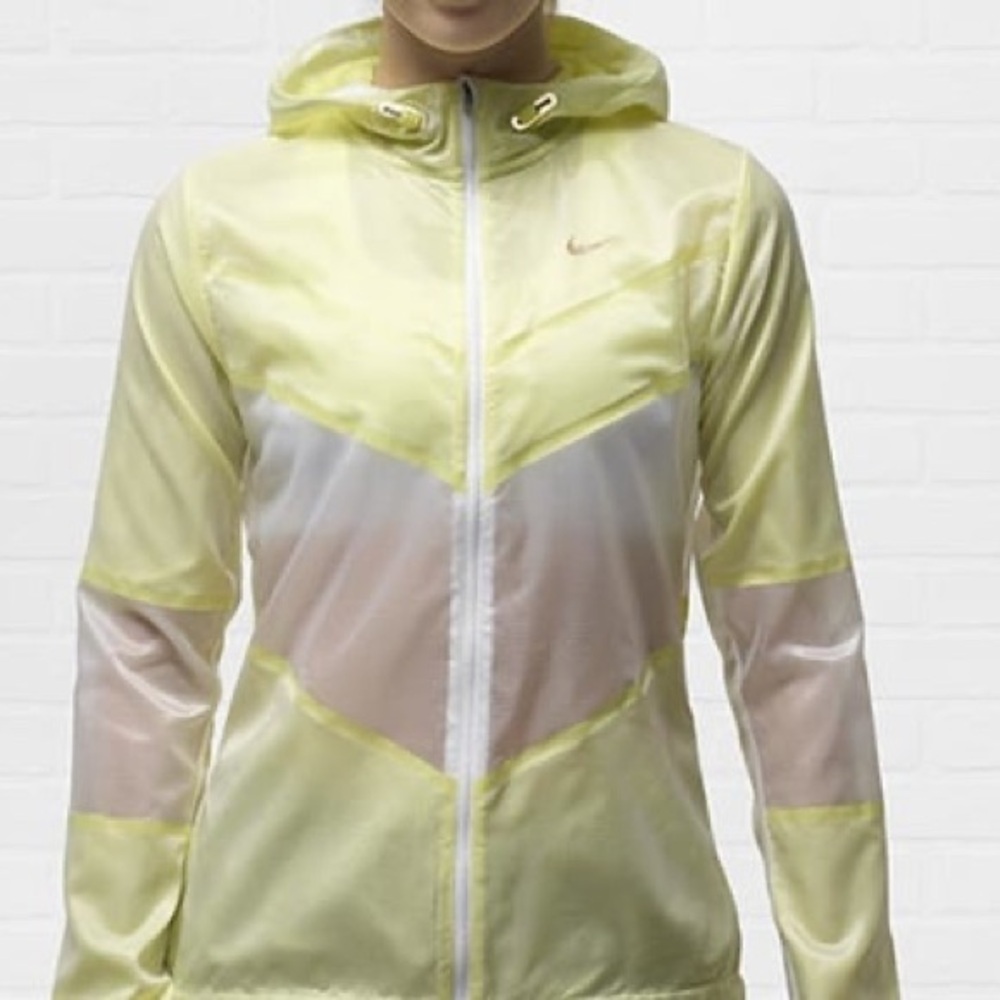Nike Women’s Yellow Water Repellant Windrunner Lightweight Hooded Jacket XS